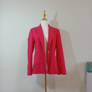 ZARA Hot Blazer Jacket Women’s Size L Pink Single Button Long Sleeve